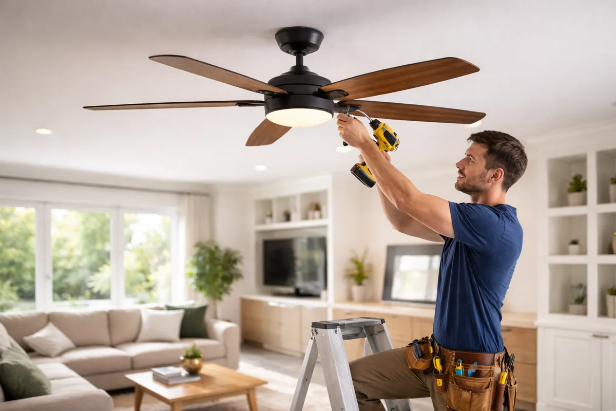 How to install a ceiling fan in a living room